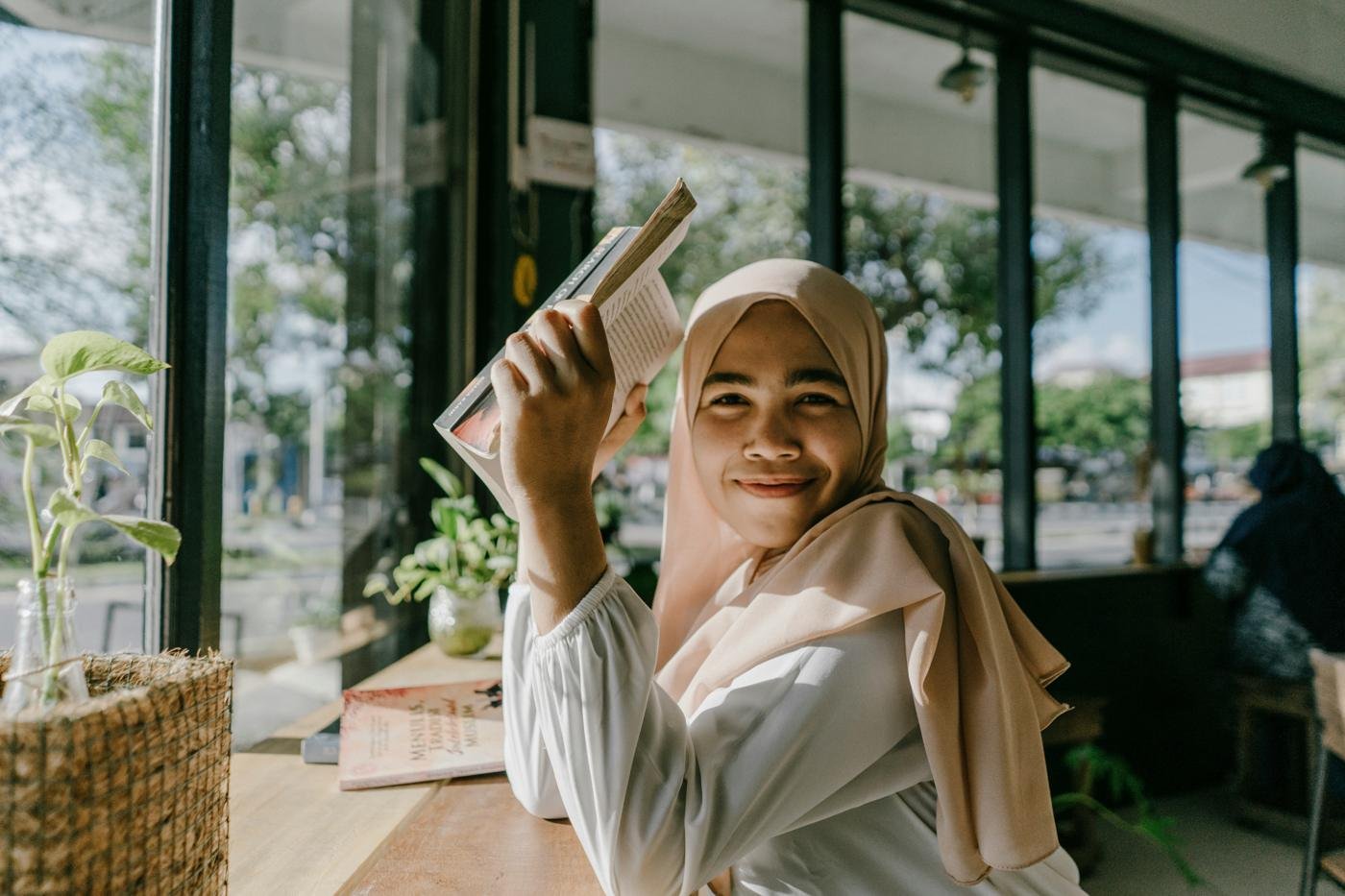 Smiling woman in hijab