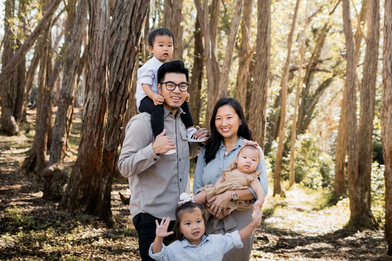 Smiling family of five